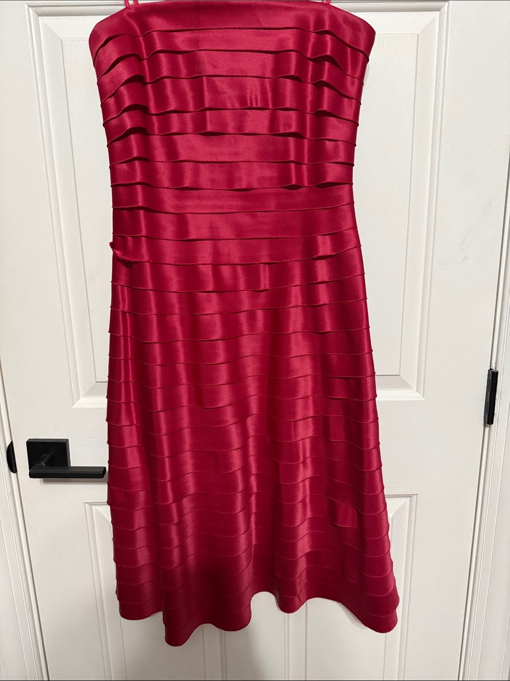 Eliza J Strapless Ruby Red Bandage A-Line Dress